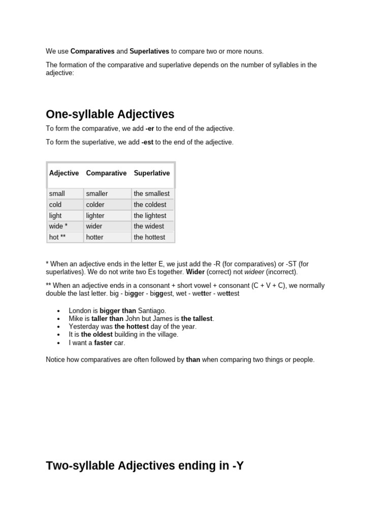 Understanding Comparatives and Superlatives | PDF | Adjective | Syntax