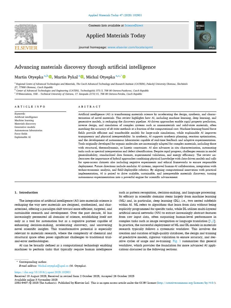 AI in Materials Discovery Revolution | PDF | Machine Learning ...