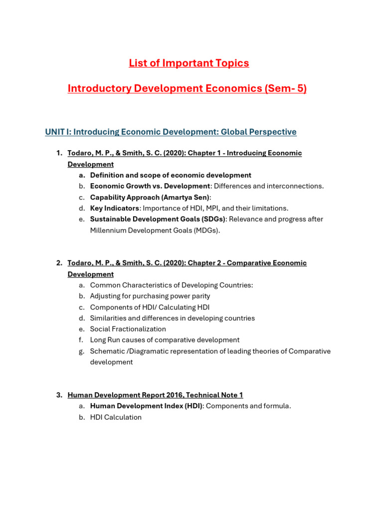 Key Topics in Development Economics | PDF | Poverty | Poverty ...