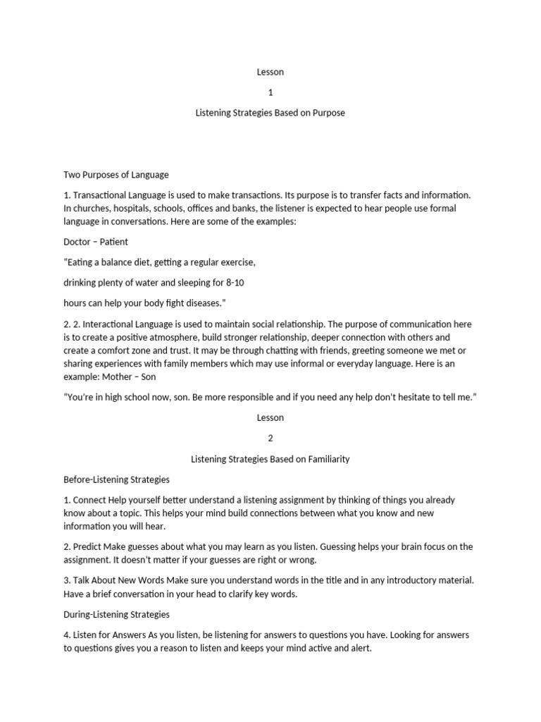 Effective Listening Strategies Guide | PDF | Conversation | Communication