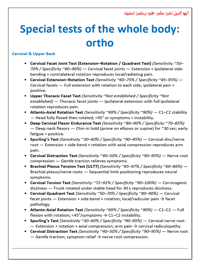Comprehensive Body Test Sensitivity Guide | PDF | Thorax (Human Anatomy ...