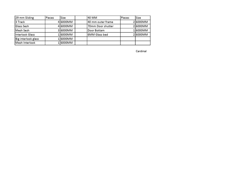 Sliding Door Components List | PDF