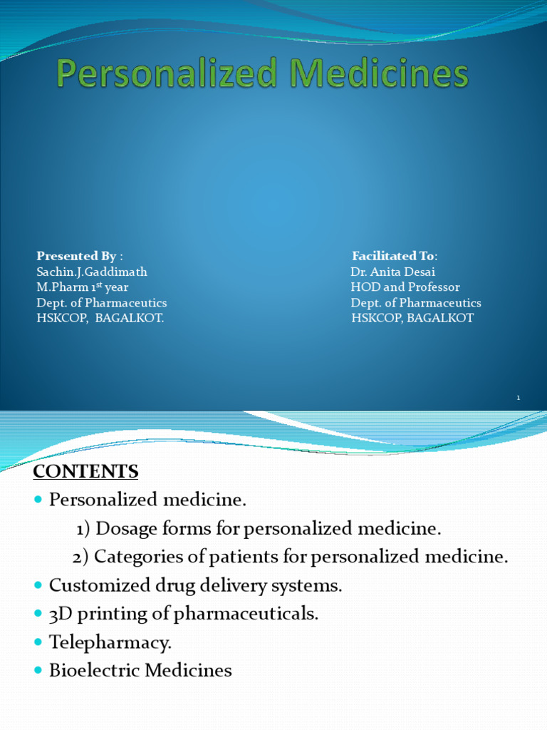 Personalized Medicine and Drug Delivery Systems | PDF ...