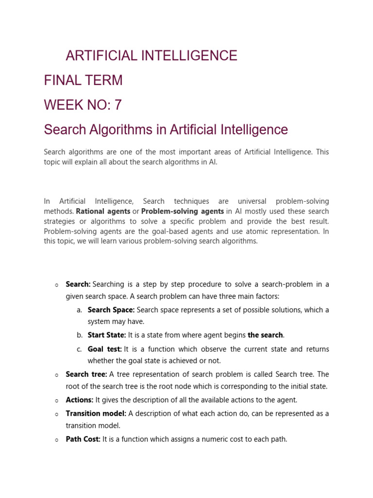 Search Algorithms in AI Explained | PDF | Parsing | Theoretical ...