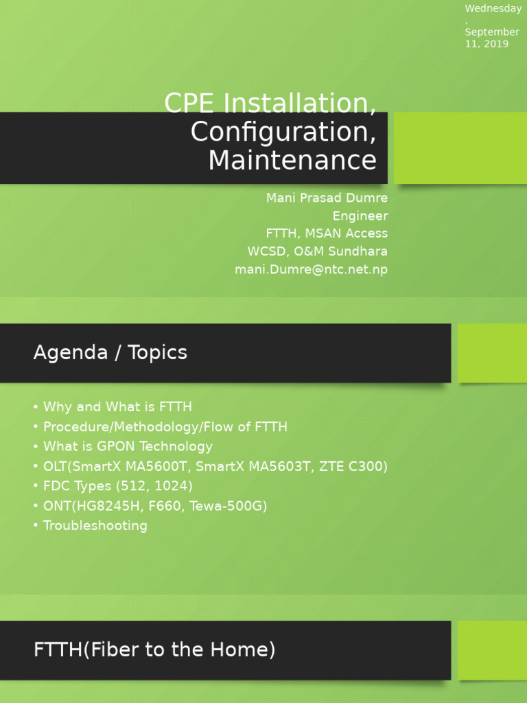 Ftth Training Ttc | PDF | Fiber To The X | Customer Premises Equipment