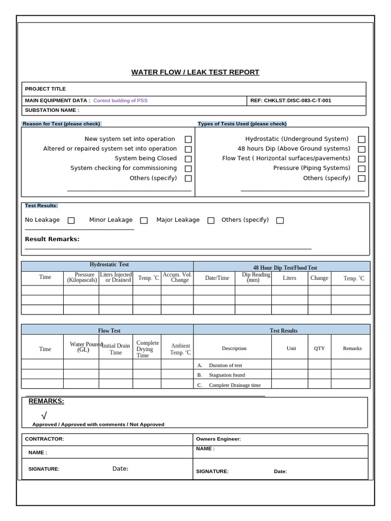 Water Flow Leak Test Report | PDF | Civil Engineering | Mechanical ...