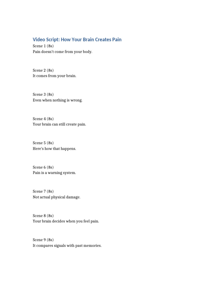 Brain Creates Pain Full Script | PDF