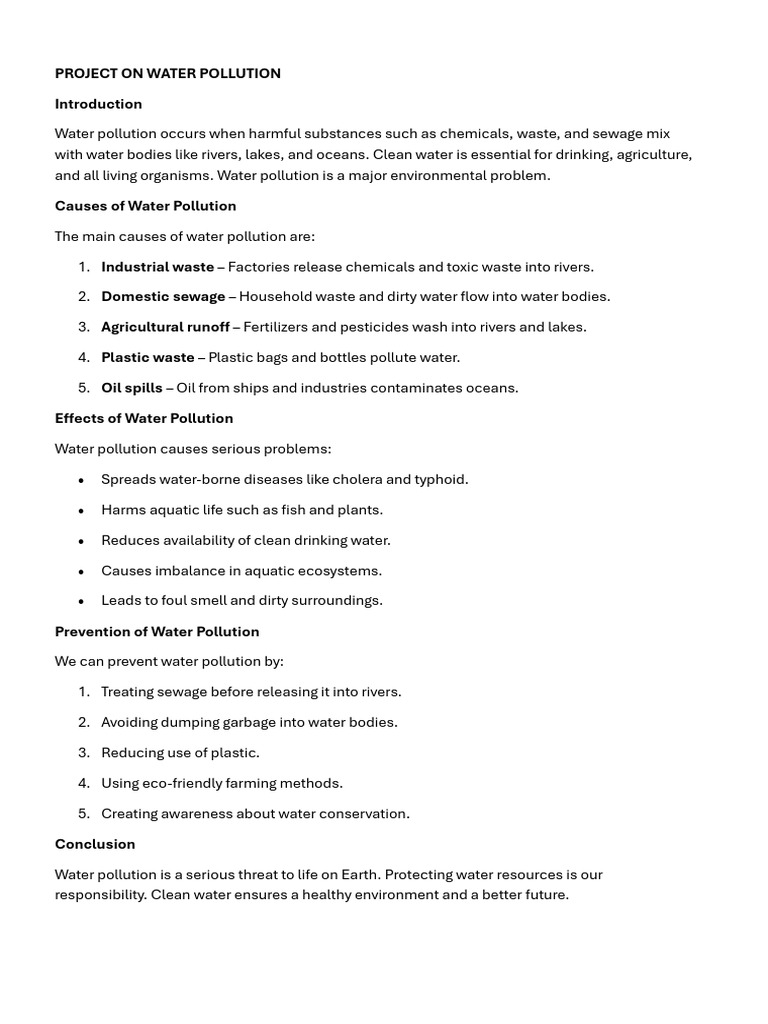 Understanding Water Pollution Causes & Solutions | PDF