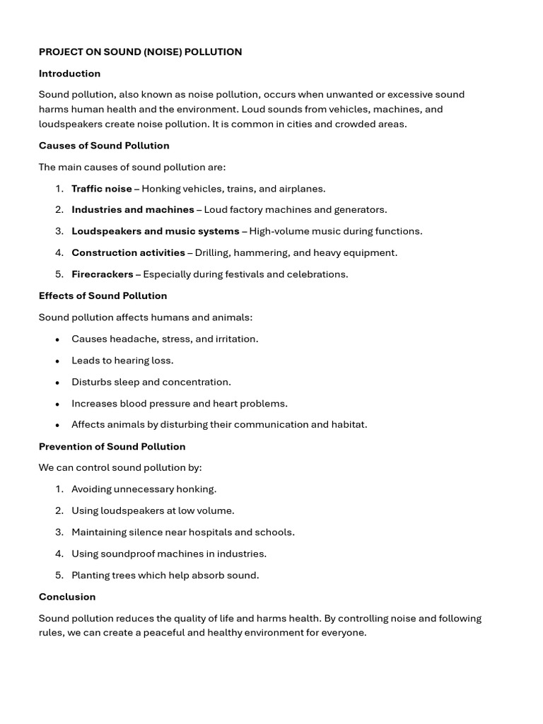 Understanding Sound Pollution Effects | PDF