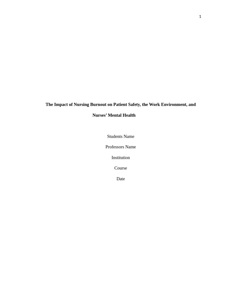Nursing Burnout: Effects on Care and Staff | PDF | Occupational Burnout ...