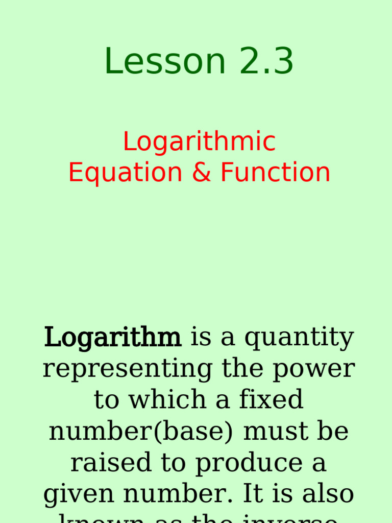 Understanding Logarithmic Functions | PDF | Exponentiation | Logarithm