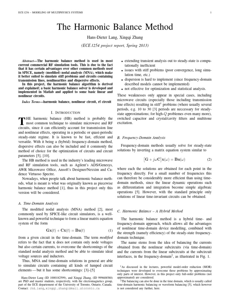 Harmonic Balance Method for RF Circuits | PDF | Electrical Network ...
