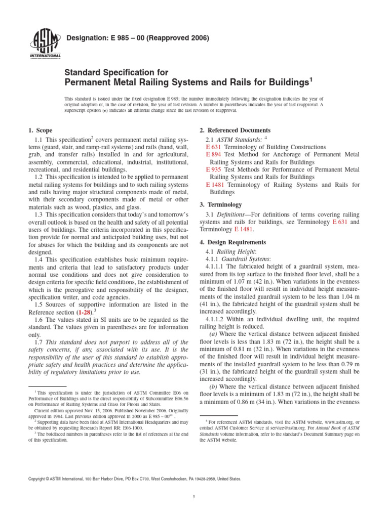 Metal Railing Systems Specification Guide | PDF | Stairs