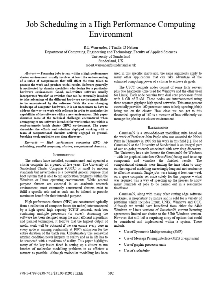 Job Scheduling in HPC Environments | PDF | Computer Cluster | Multi ...