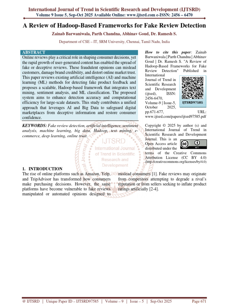 Hadoop Frameworks for Fake Review Detection | PDF | Apache Hadoop ...