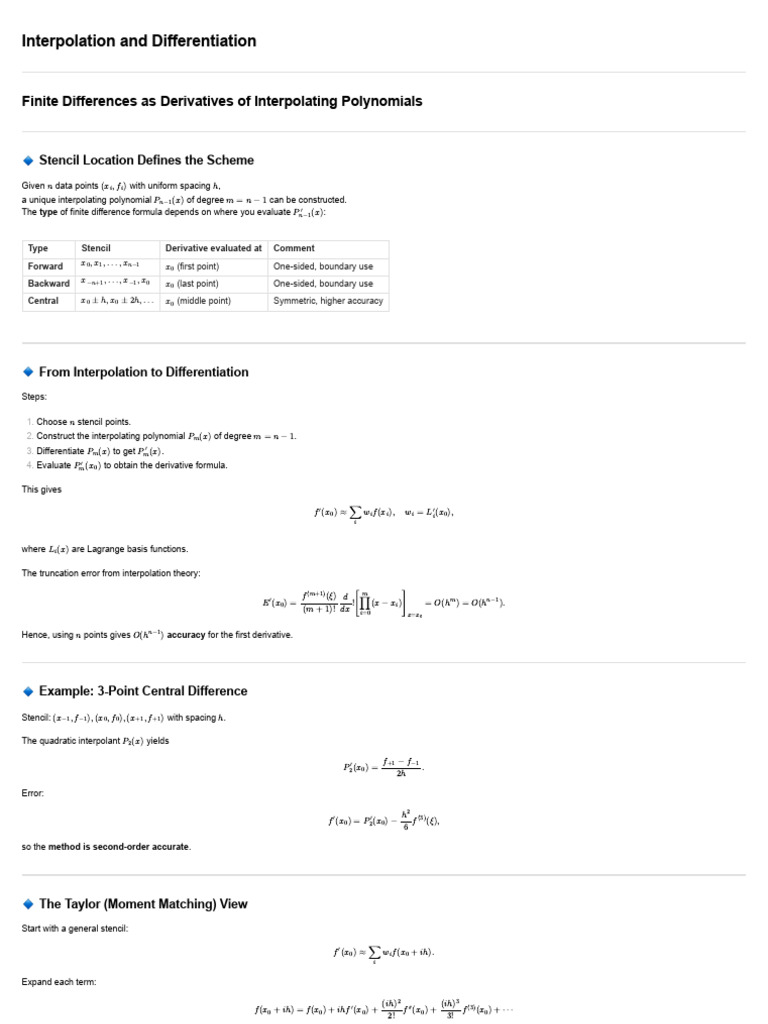 Interpolation and Differentiation | PDF | Interpolation | Finite Difference