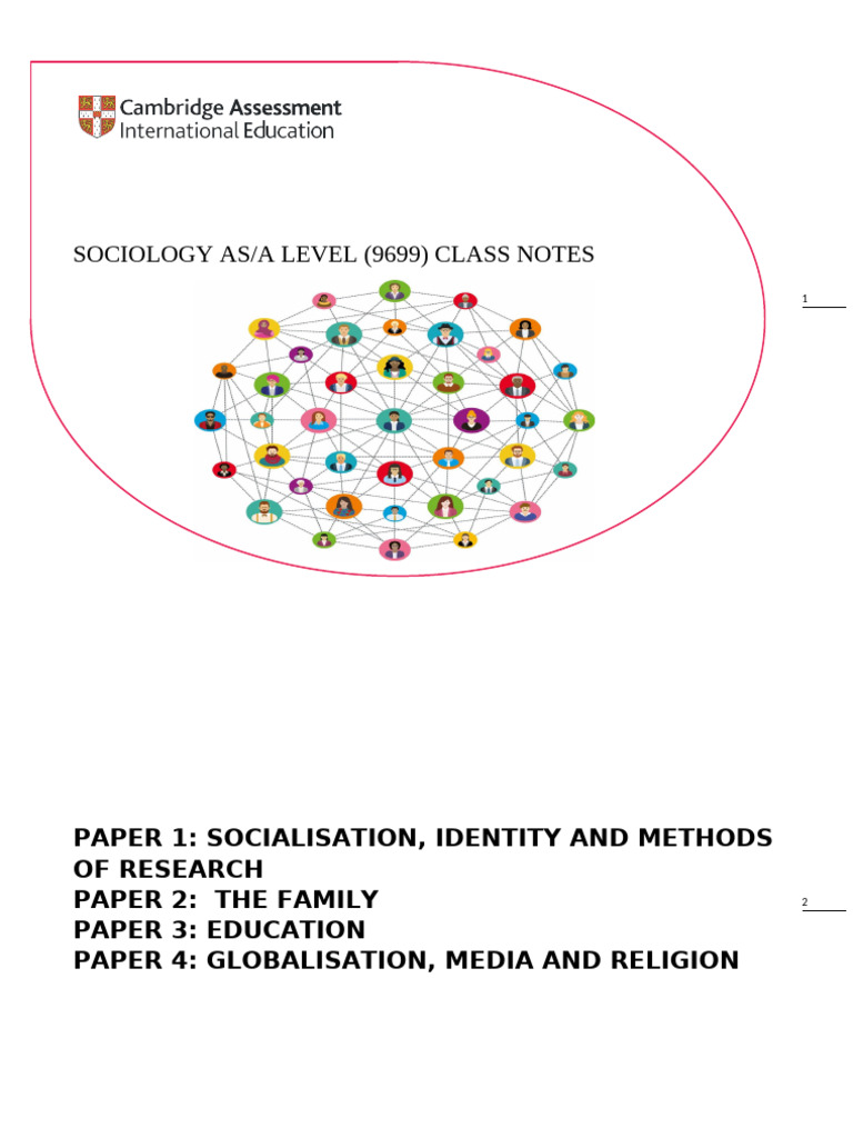 Sociology A-Level Class Notes Overview | PDF | Socialization | Methodology
