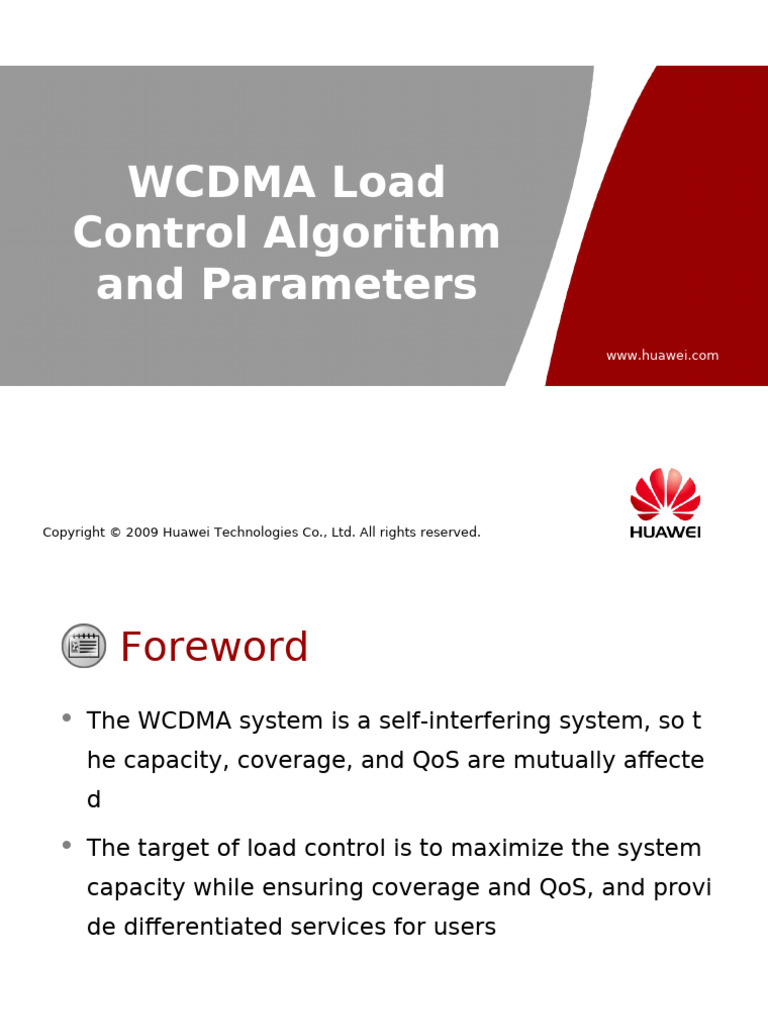 WCDMA Load Control Algorithm and Parameters Huawei | PDF | High Speed ...