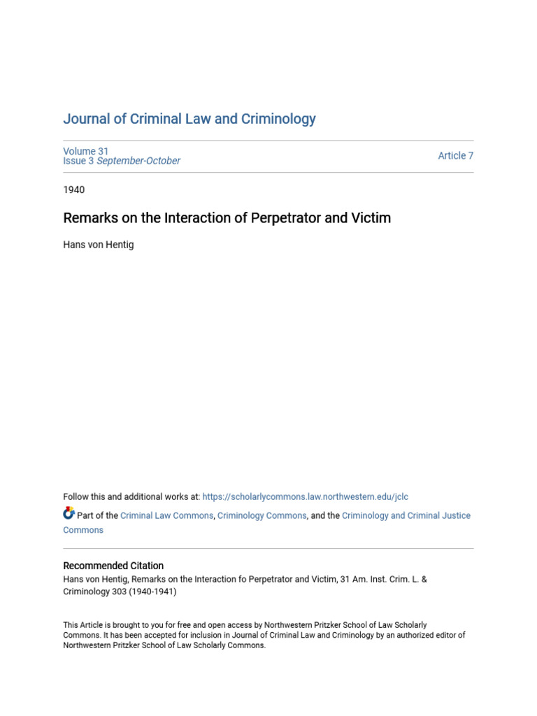 Perpetrator-Victim Dynamics in Crime | PDF | Crimes | Crime & Violence
