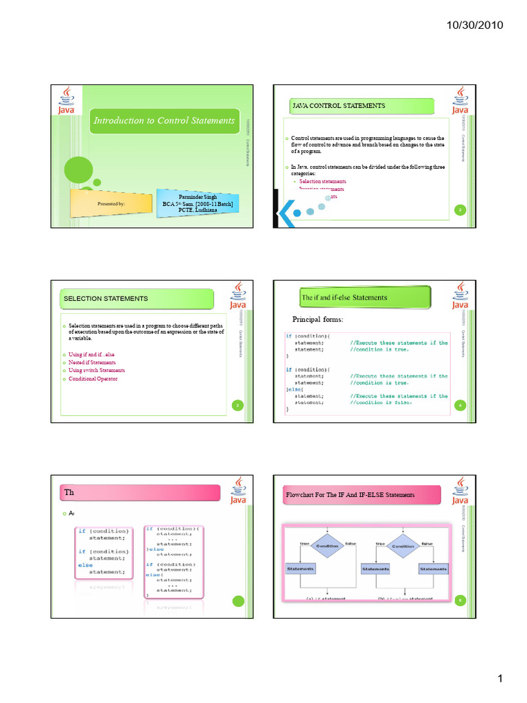 Java Control Statements Overview | PDF | Control Flow | Computer ...