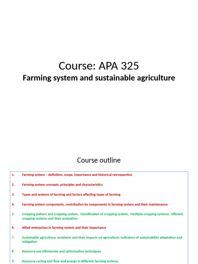 Sustainable Agriculture and Farming Systems | PDF | Agriculture ...