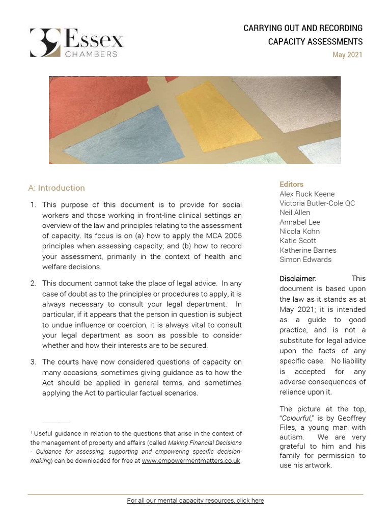 Capacity Assessments Guide 2021 | PDF | Mind | Decision Making