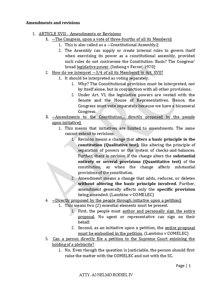 Constitutional Amendments Explained | PDF | Separation Of Powers Under ...