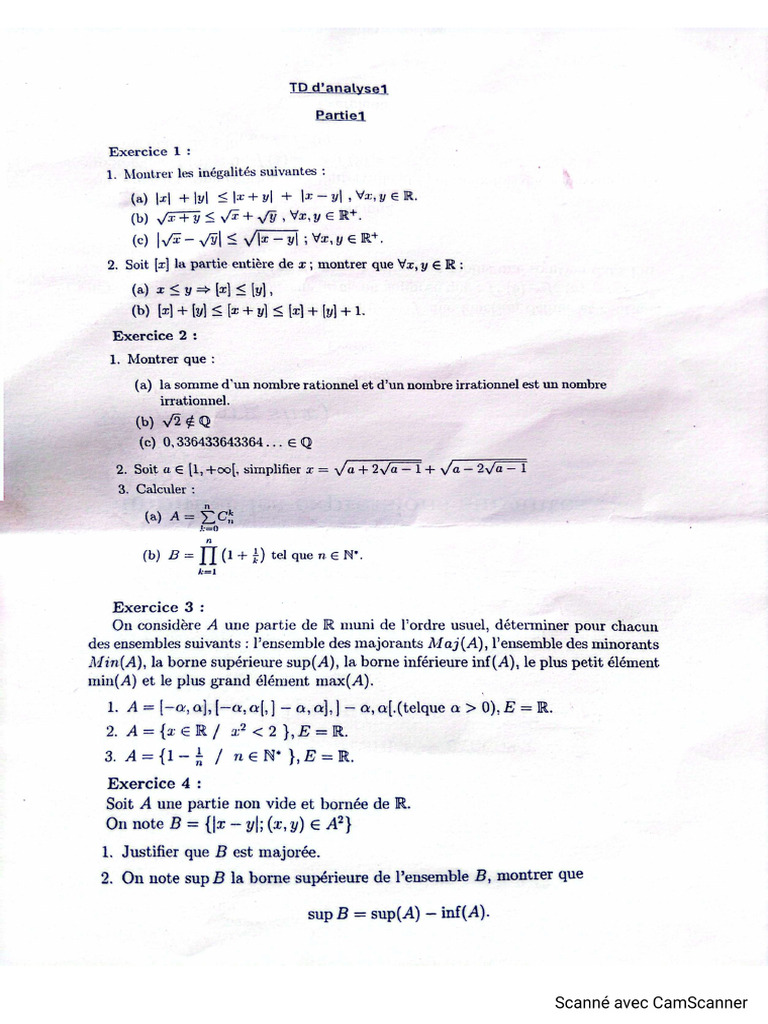 TD Analyse 1 | PDF