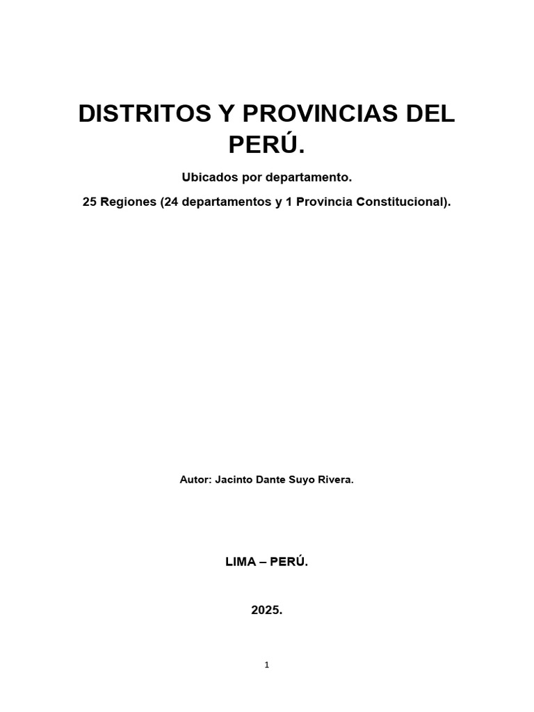Distritos y Provincias del Perú 2024 | PDF | Perú