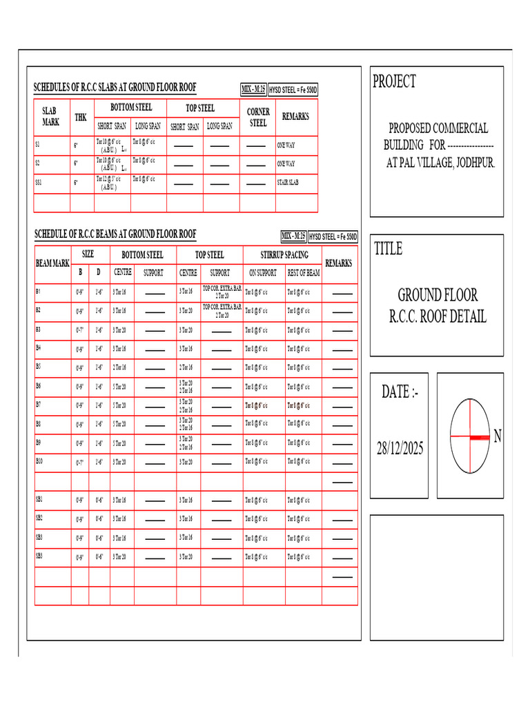 R.C.C. Beam and Slab Schedule Details | PDF