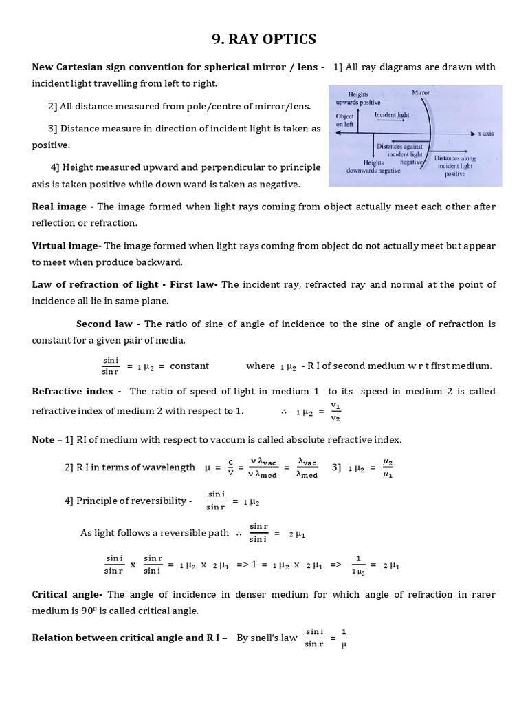 Ray Optics: Mirrors, Lenses, and TIR | PDF | Optics | Glass Engineering ...