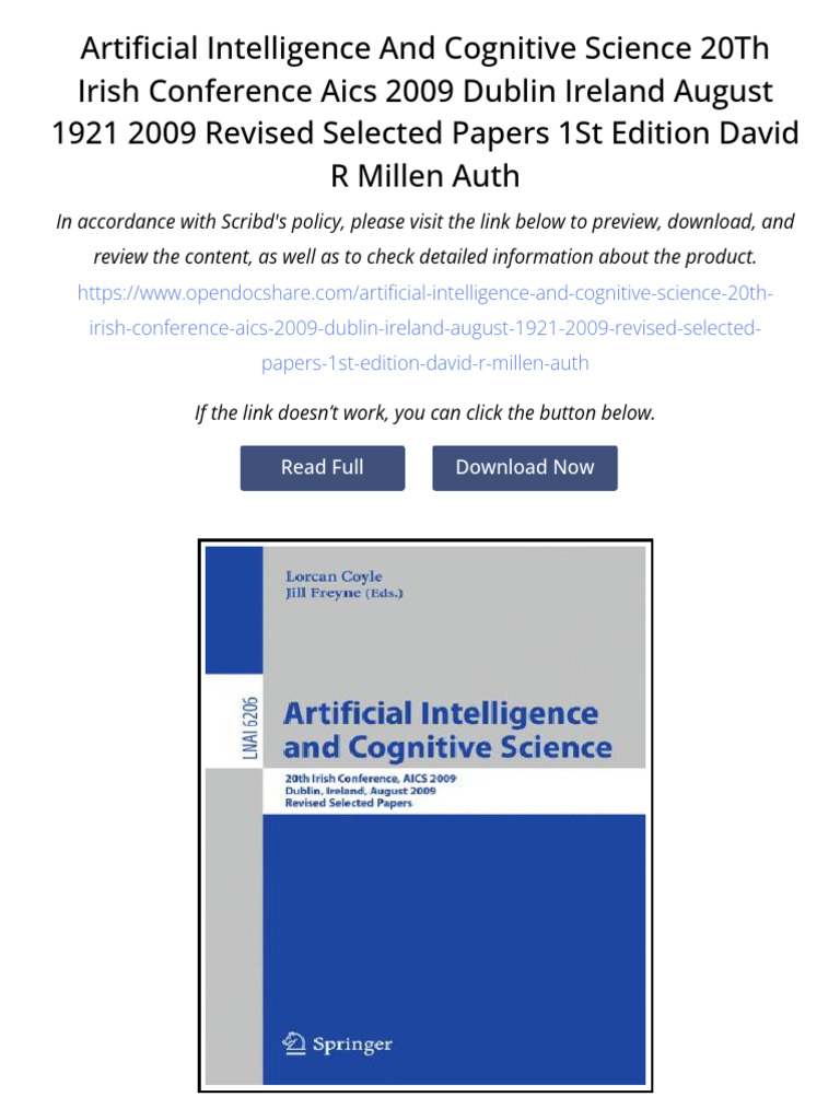 Artificial Intelligence and Cognitive Science 20th Irish Conference ...