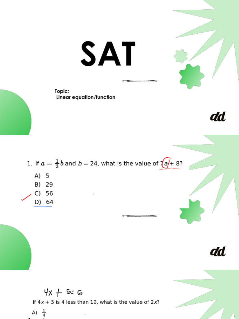 Linear Equations and Functions Practice | PDF | Equations ...