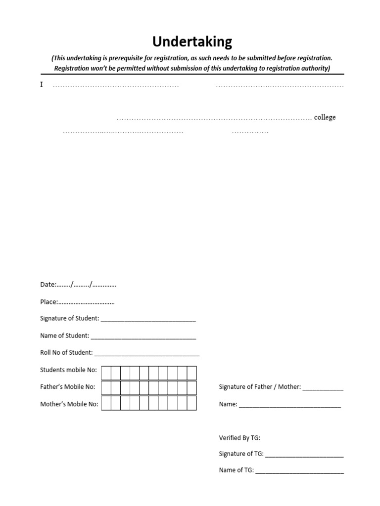 Student Attendance Undertaking Form | PDF