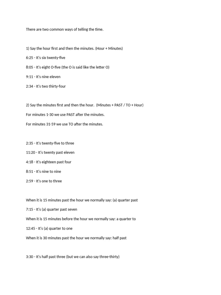 Telling Time | PDF