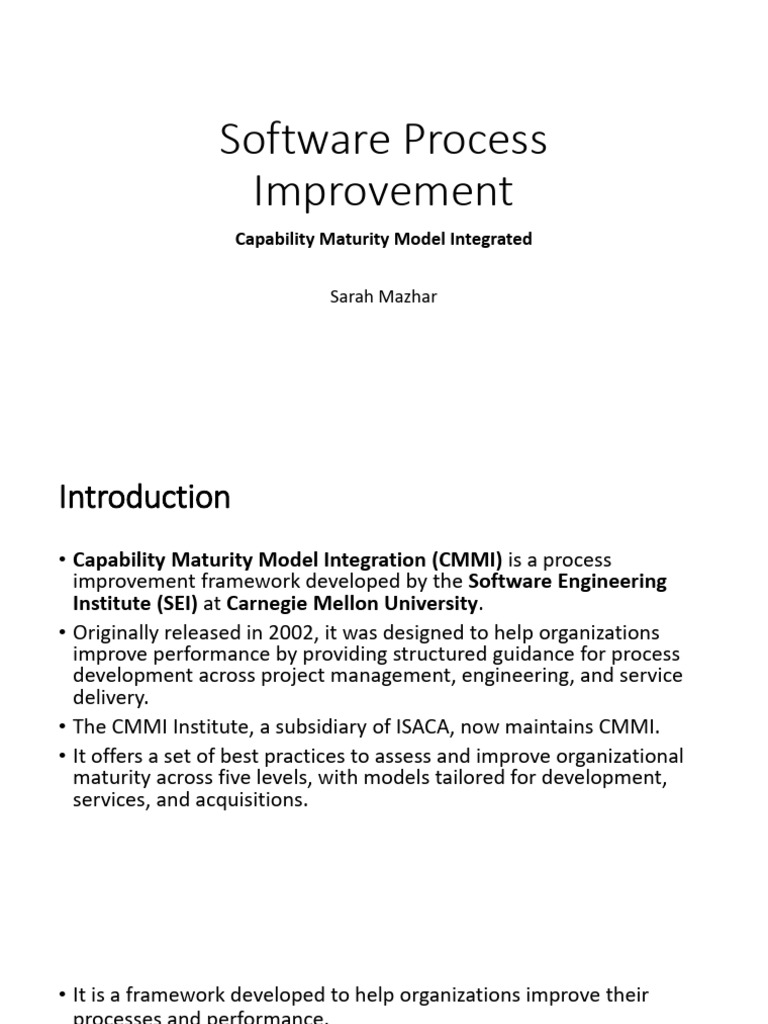 CMMI - SW Process Improvement | PDF