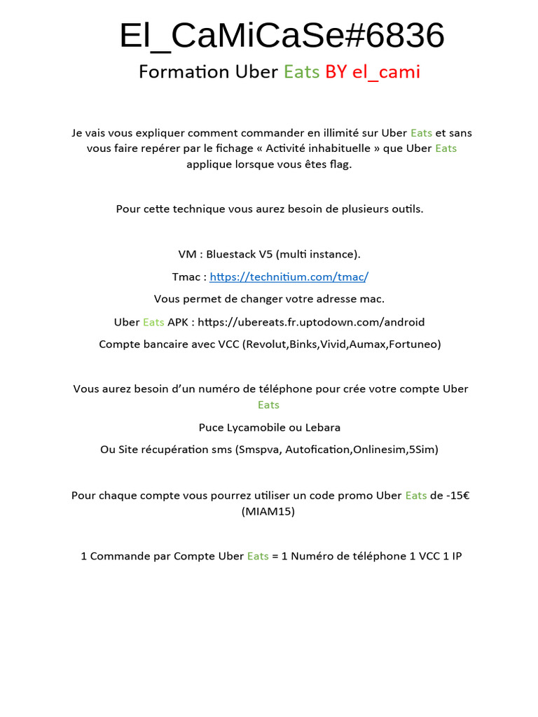 Commande Illimitée Uber Eats : Guide Pratique | PDF | Informatique