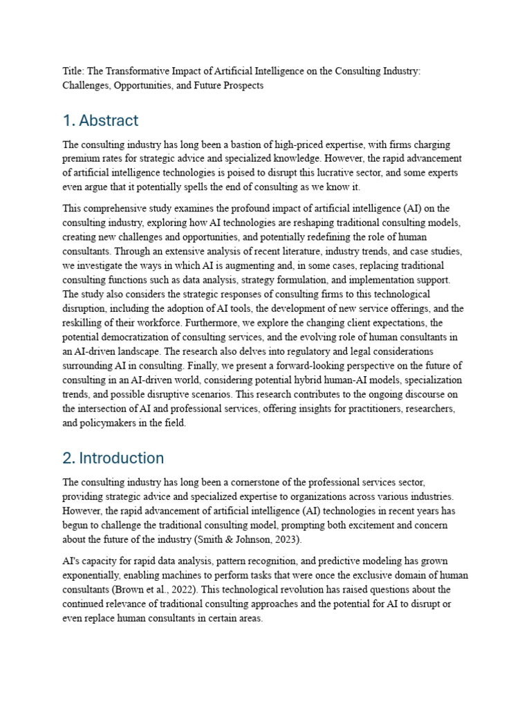 AI's Disruption of the Consulting Industry | PDF | Artificial ...