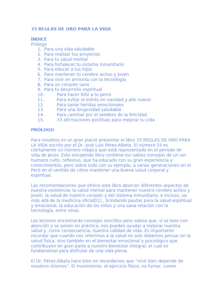 33 Reglas de Oro para La Vida | PDF | Alimentos | Amor