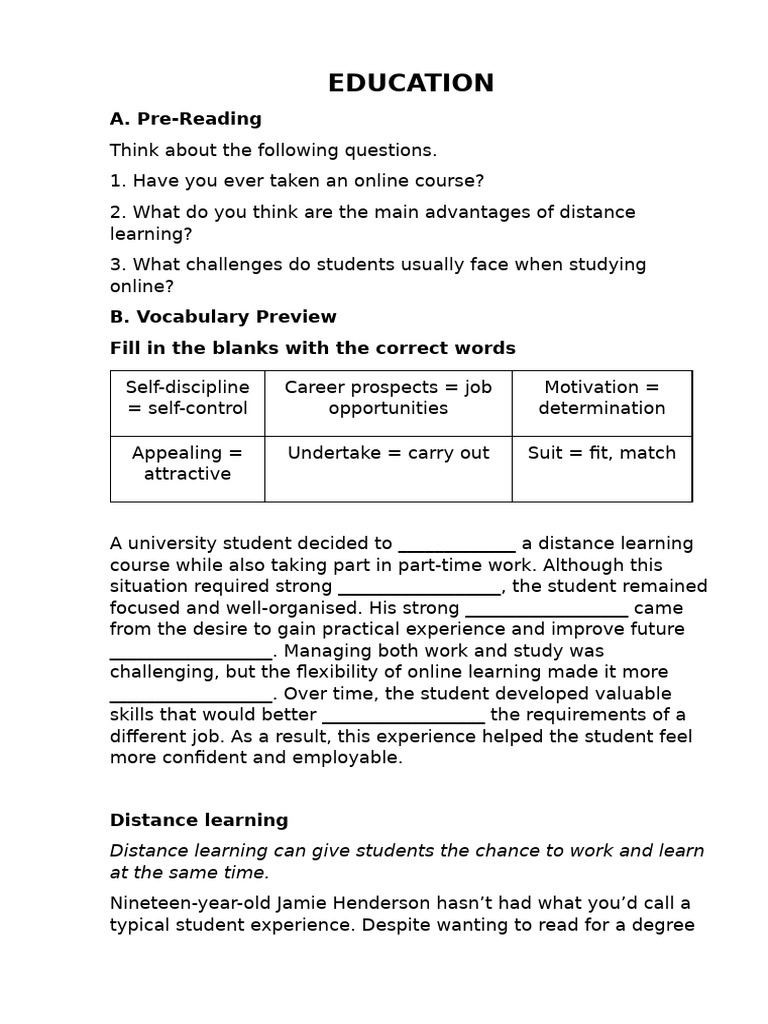 Benefits and Challenges of Distance Learning | PDF | Educational ...