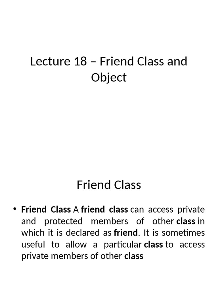 Understanding Friend Classes and Objects | PDF