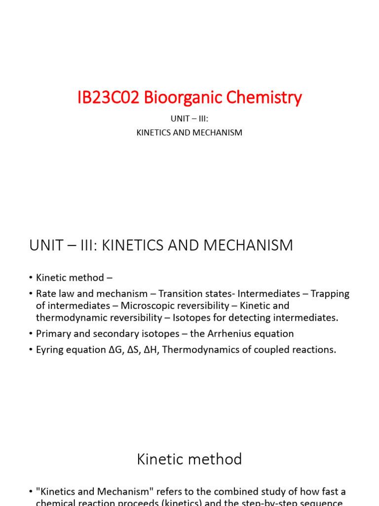 Kinetics and Mechanism in Bioorganic Chemistry | PDF | Reaction Rate ...