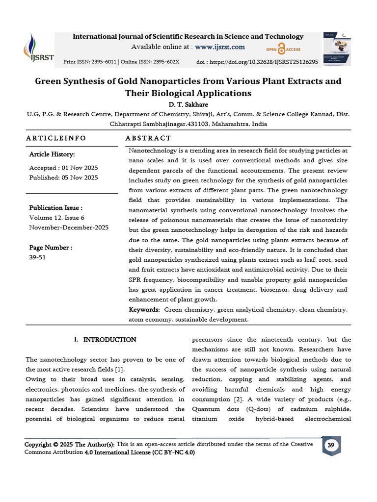 Green Synthesis of Gold Nanoparticles | PDF | Nanoparticle | Nanotechnology