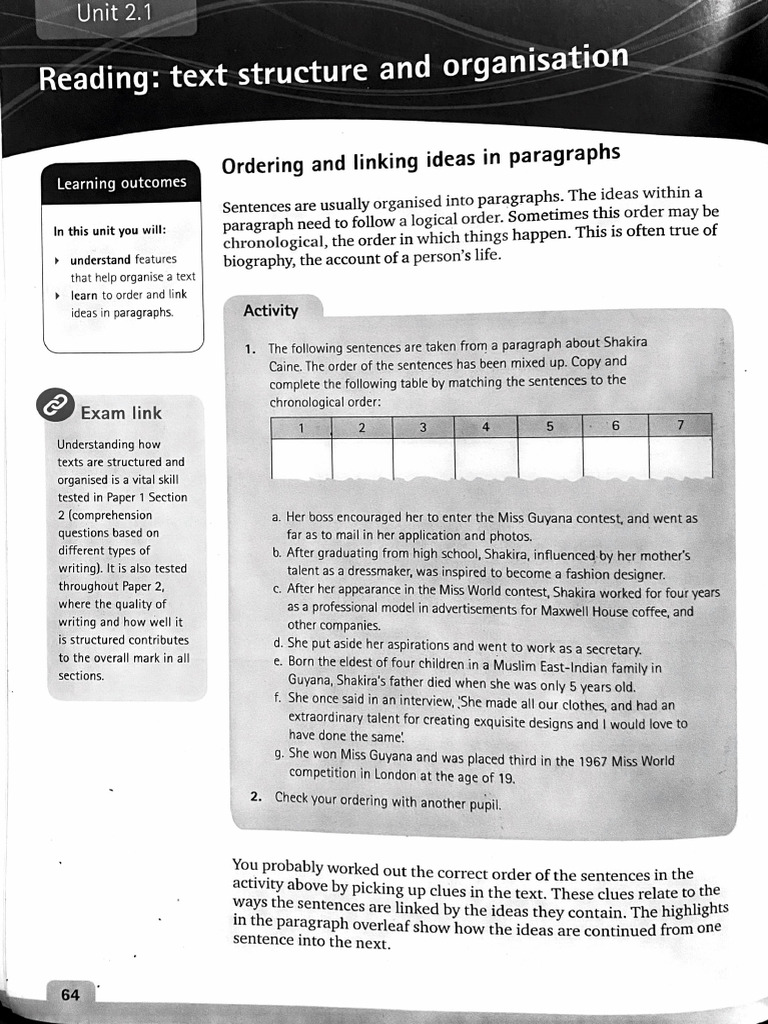 CSEC English Language Text Structures - Chronological Order | PDF