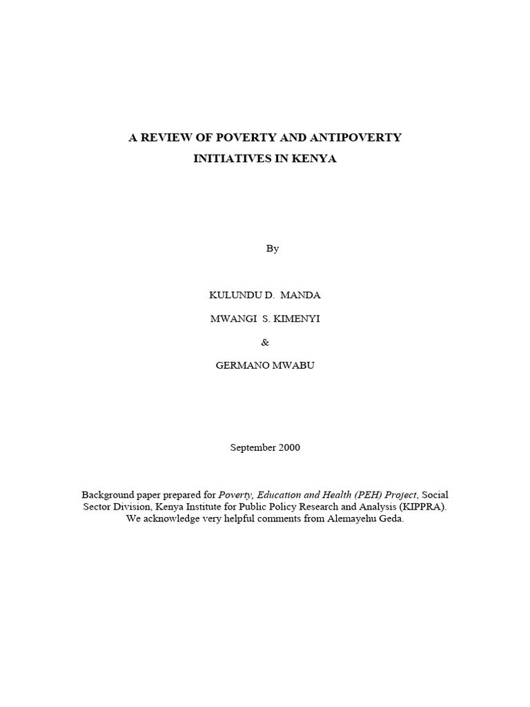 A Review of Poverty and Antipoverty Initiatives in Kenya | PDF ...
