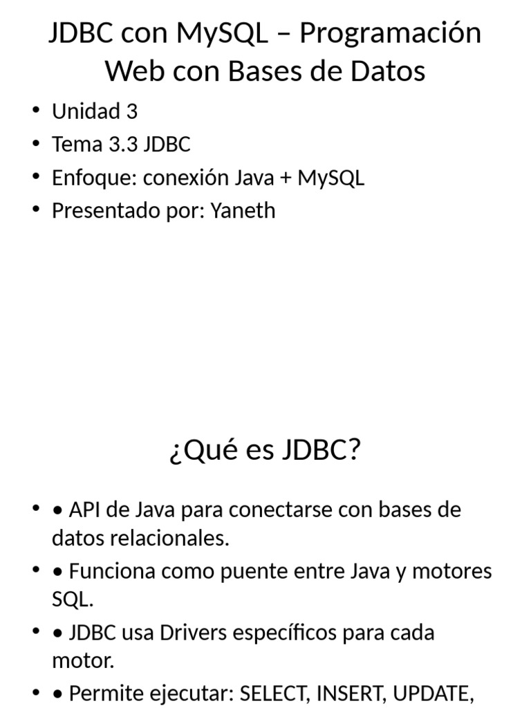 Conexión JDBC Java y MySQL | PDF