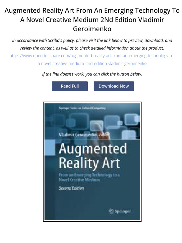 Augmented Reality Art From An Emerging Technology To A Novel Creative ...