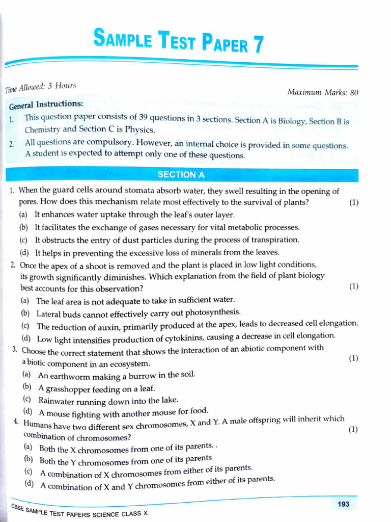Sample Paper 7 | PDF