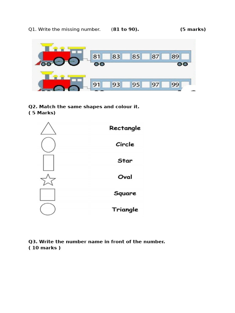 Math UKG 2nd Unit Q | PDF