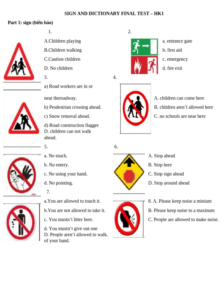 Sign and Dictionary Final Test | PDF